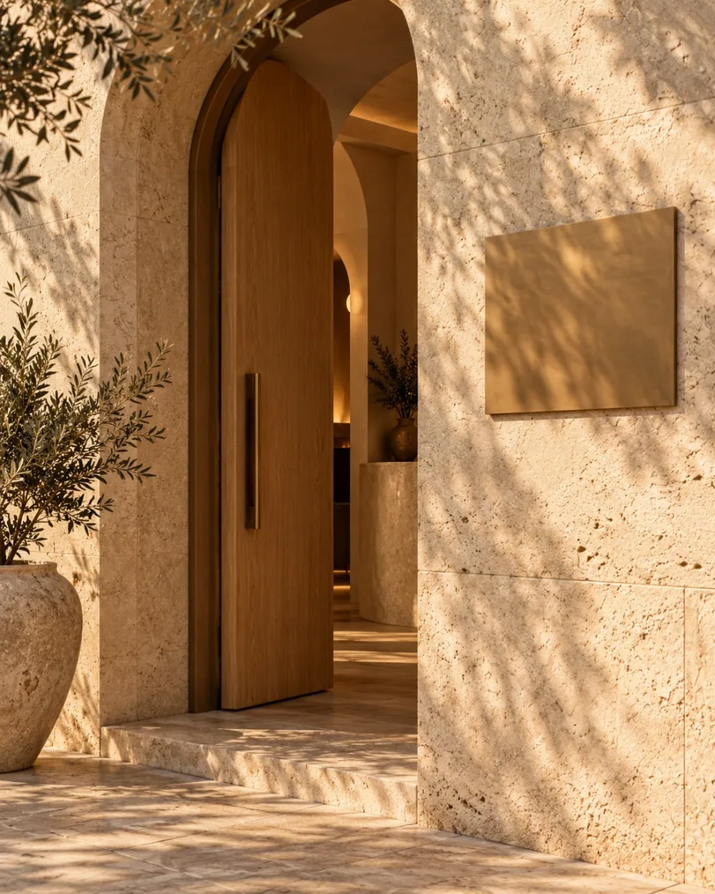 The clinic's stone facade and oak door